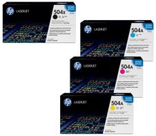 HP Original 504A Toner 4er Set schwarz XL, cyan, magenta, gelb