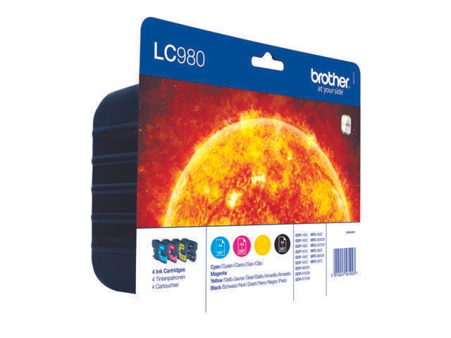 Brother Original LC-980 Druckerpatronen 4er Multipack BK/C/M/Y (LC980VALBPDR)