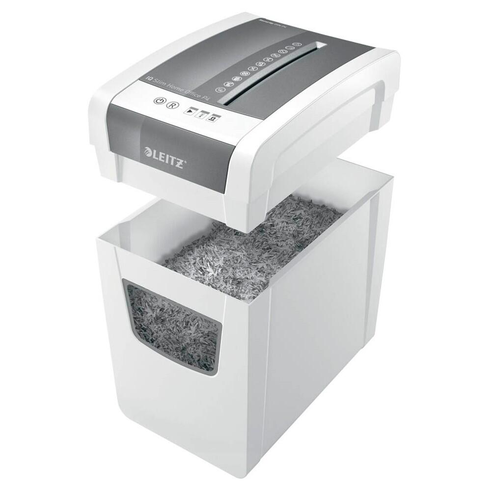 LEITZ IQ Slim Home Office Aktenvernichter P-4 10 Blatt weiß