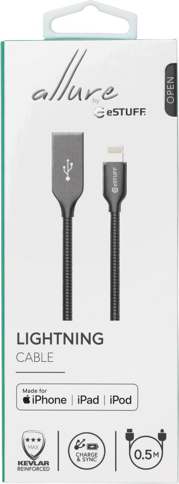 eSTUFF USB-C to Lightning Cable MFI - 0,5m, Grau