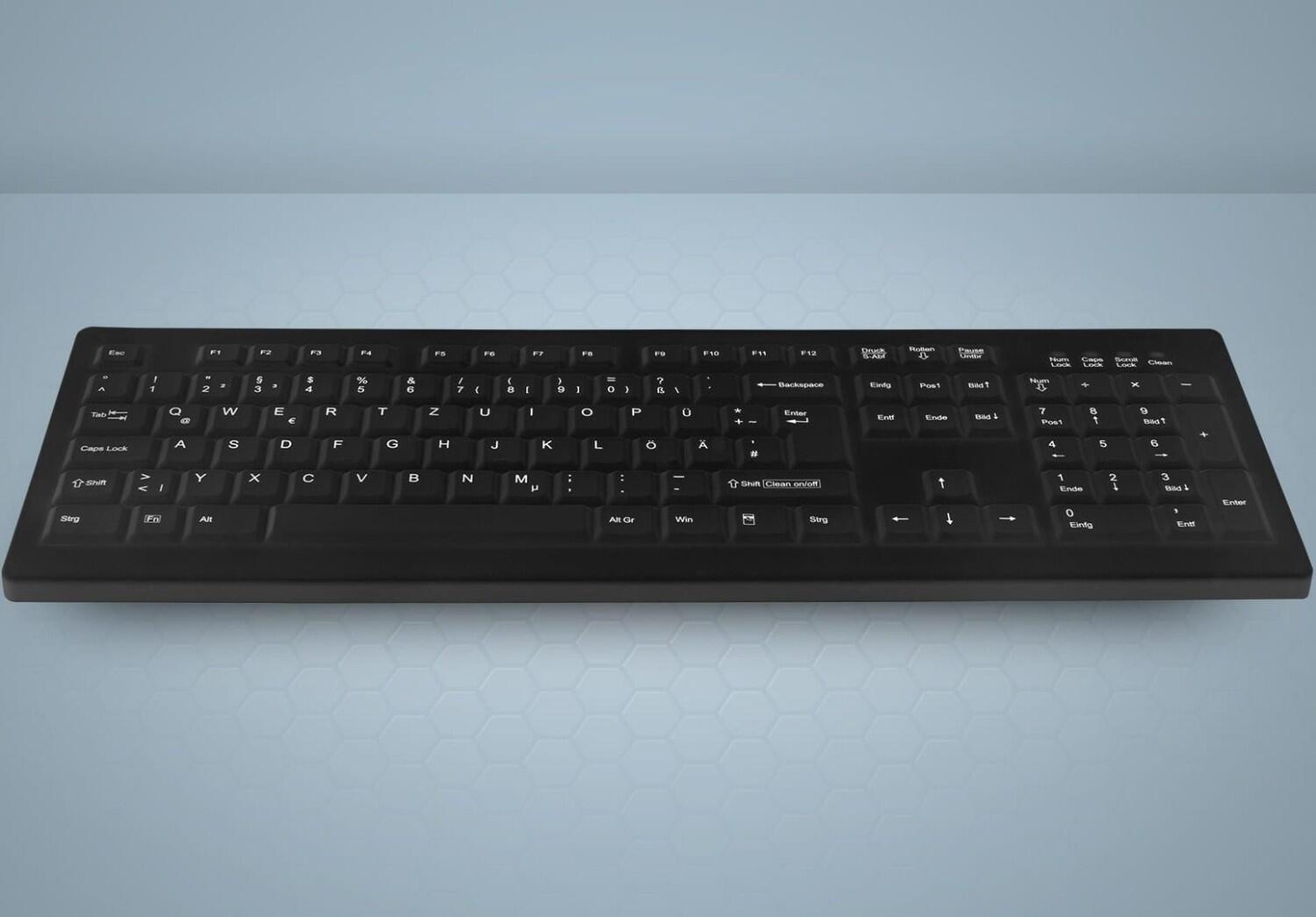 Active Key desinfizierbare Hygiene-Tastatur - Schwarz