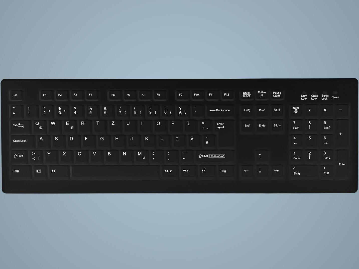 Active Key desinfizierbare Hygiene-Tastatur - Schwarz