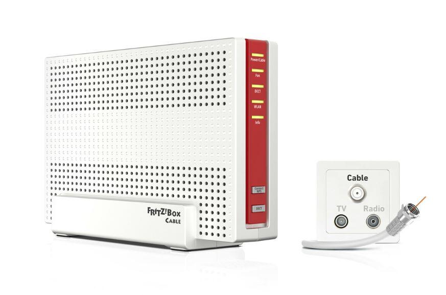 AVM FRITZBox 6591 Cable Wireless Router Kabelmodem 4-Port-Switch GigE Wi-Fi 5 Dual-Band VoIP-Telefonadapter (DECT)