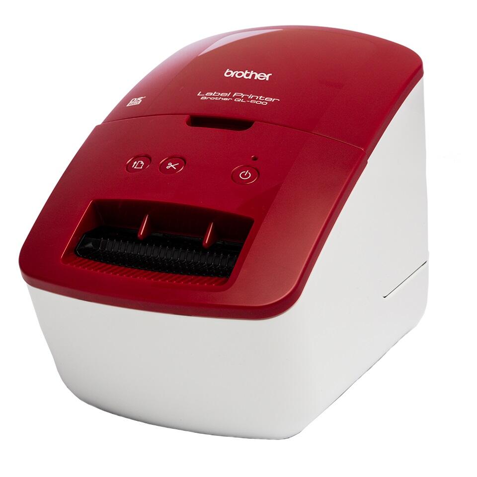 Brother QL-600R Professioneller Etikettendrucker für Einzel- und Endlosetiketten (Rot)