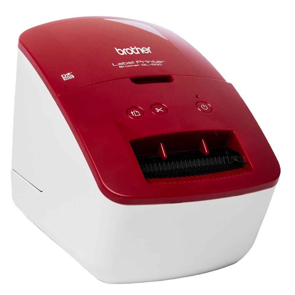 Brother QL-600R Professioneller Etikettendrucker für Einzel- und Endlosetiketten (Rot)