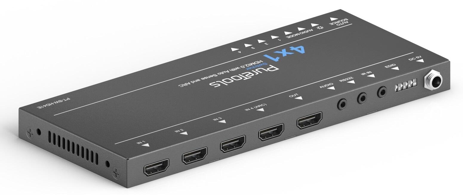 PureTools PT-SW-HD41E 4x1 4K 18Gbps HDMI Switcher mit TMDS Switching und ARC