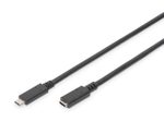 Digitus USB Type-C Verlängerungskabel, Typ C St/Bu, 2,0m, 3A, 480MB, Version 2.0, sw