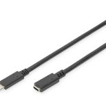 Digitus USB Type-C Verlängerungskabel, Typ C St/Bu, 2,0m, 3A, 480MB, Version 2.0, sw