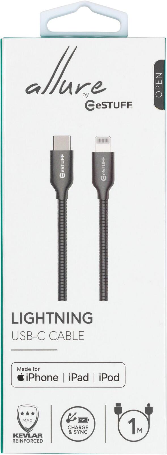eSTUFF USB-C to Lightning Cable MFI - 1m, Grau