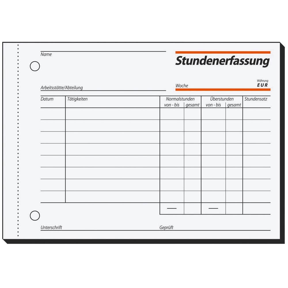sigel Stundenerfassung Formularbuch ST615 - 1 x 50 Blatt
