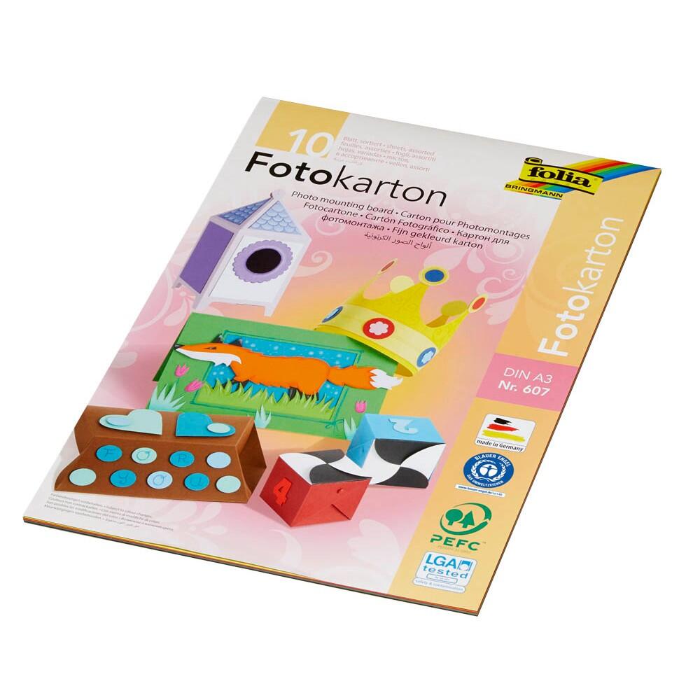 folia Fotokarton farbsortiert 300 g/qm - 10 Blatt