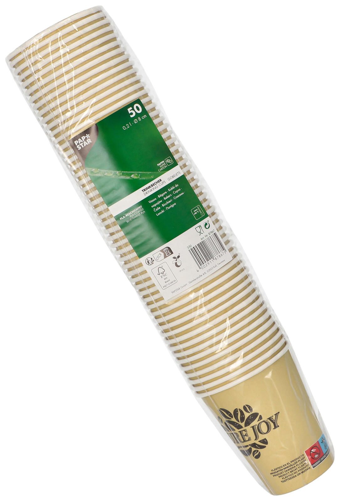 PAPSTAR Einweg-Kaffeebecher PURE JOY 0,2 l - 50 Stück