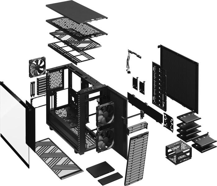 Fractal Design Define 7 - schwarz, Light Tempered Glass