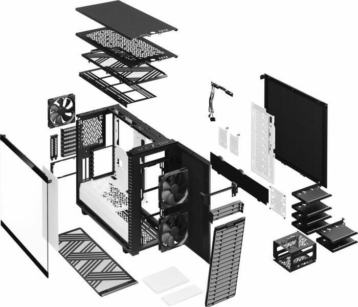 Fractal Design Define 7 - weiß, Clear Tempered Glass