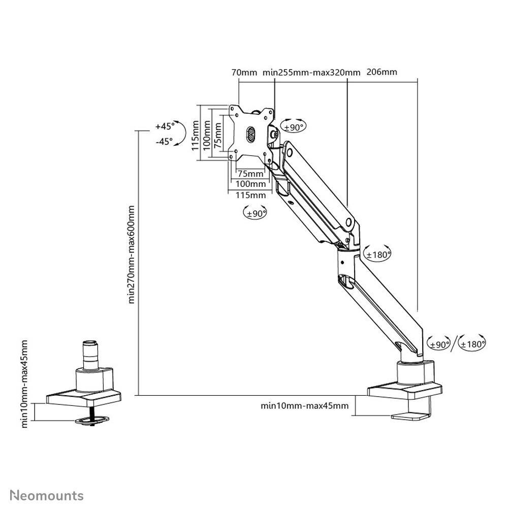 Neomounts NM-D775SILVERPLUS Tischhalterung für curved Bildschirme bis 49" (124 cm) - Silber