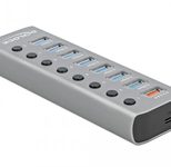 DeLOCK Externer USB 3.2 Gen 1 Hub mit 7 Ports und USB-C PD 3.0 Port + 1 Schnellladeport