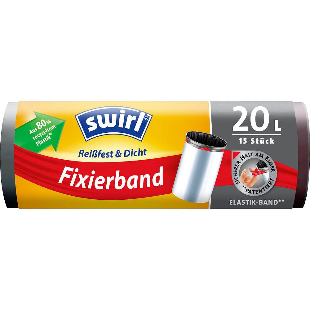 swirl Müllbeutel 4695 Reißfest & Dicht 20,0 l schwarz - 15 Stück