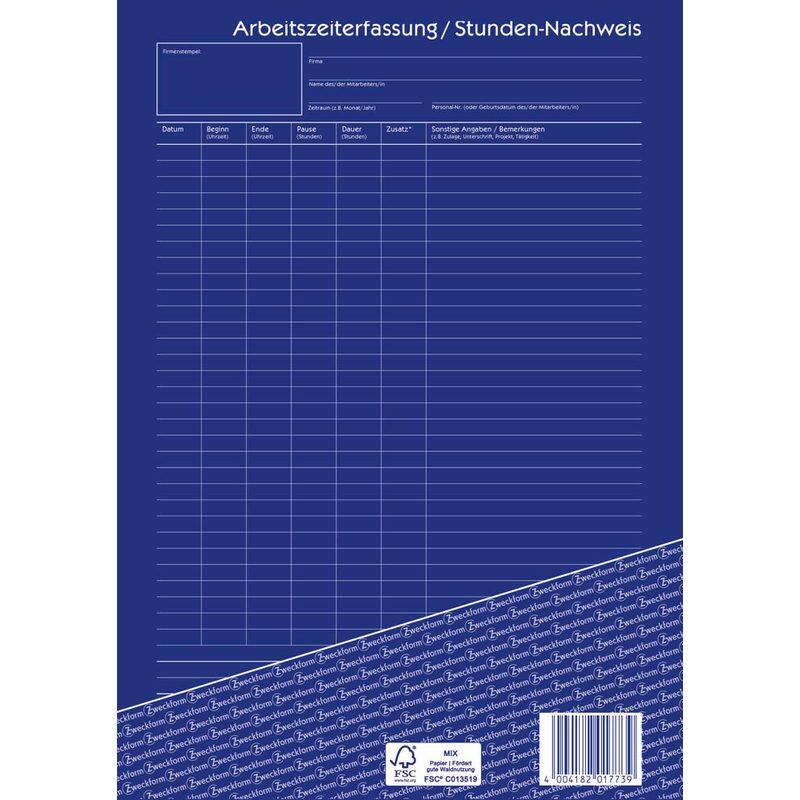 AVERY Zweckform Stundenerfassung Formularbuch 1773