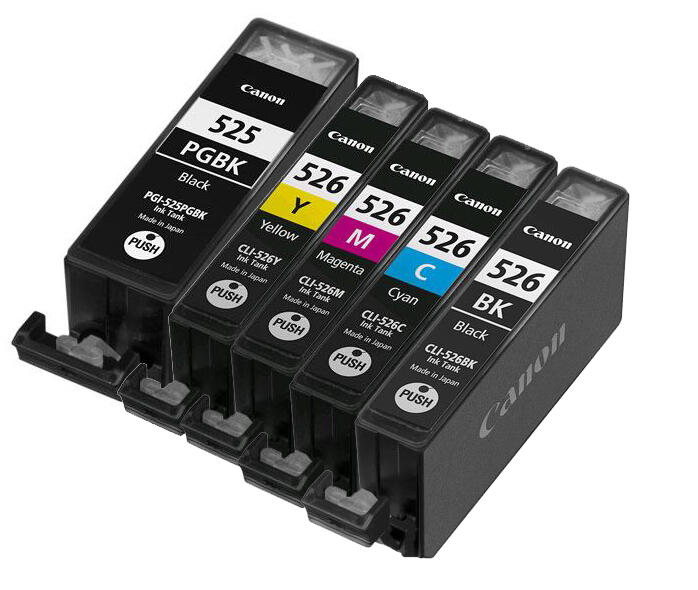 Canon Original CLI-526 + PGI-525 Druckerpatronen Multipack - BK/C/M/Y/BK 4x9ml / 1x19ml