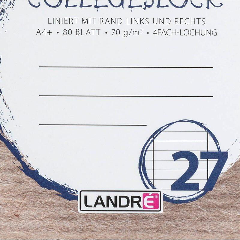 LANDRÉ® Collegeblock Recycling Lineatur 27 liniert DIN A4 Innen- und Außenrand