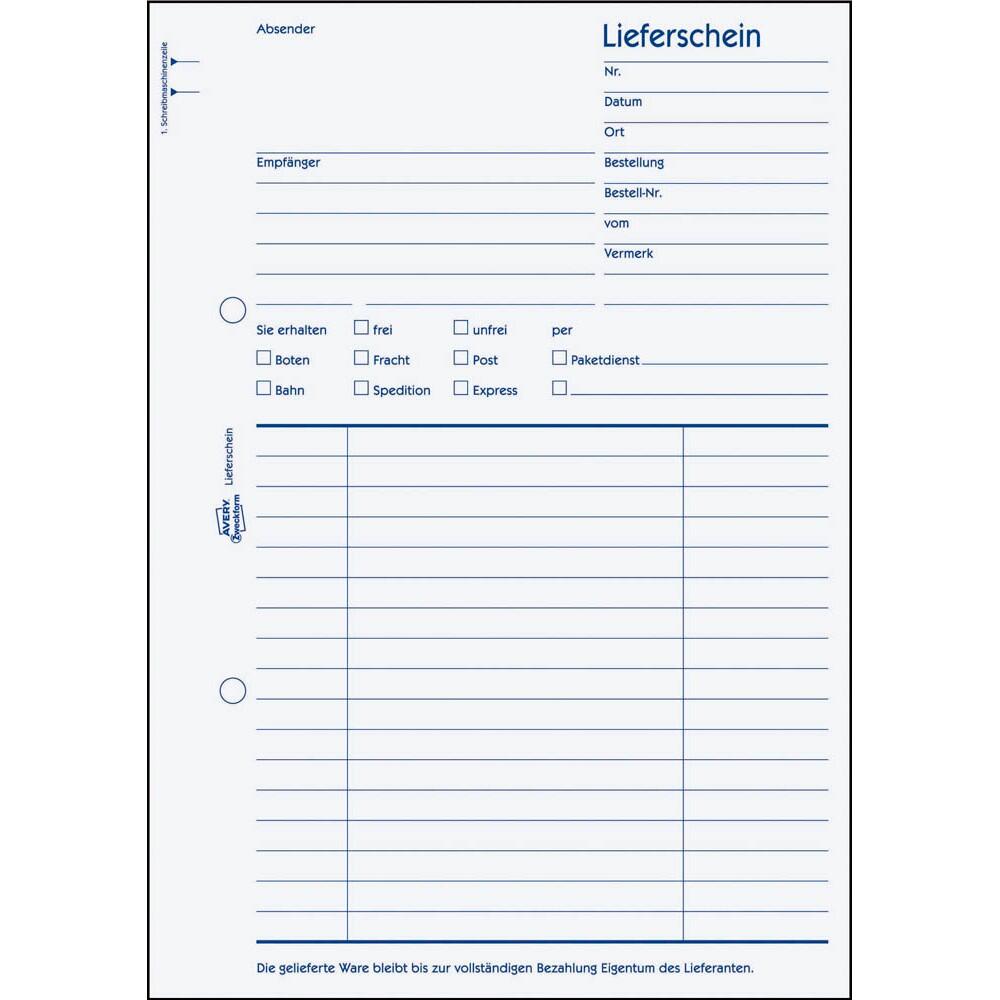AVERY Zweckform Lieferschein Formularbuch 1240 - 1 x 100 Blatt