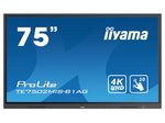 iiyama ProLite TE7502MIS-B1AG Interaktiv LCD Touchscreen-Display 189,3cm (75") 4K UHD mit integrierter Software