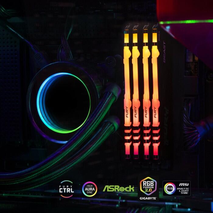 Kingston FURY Beast RGB DIMM Kit 16GB, DDR4-3200, CL16-18-18