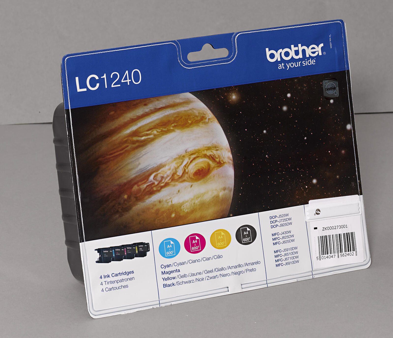 Brother Original LC-1240 Druckerpatronen 4er Multipack BK/C/M/Y 2.400 Seiten (LC1240VALBPDR)