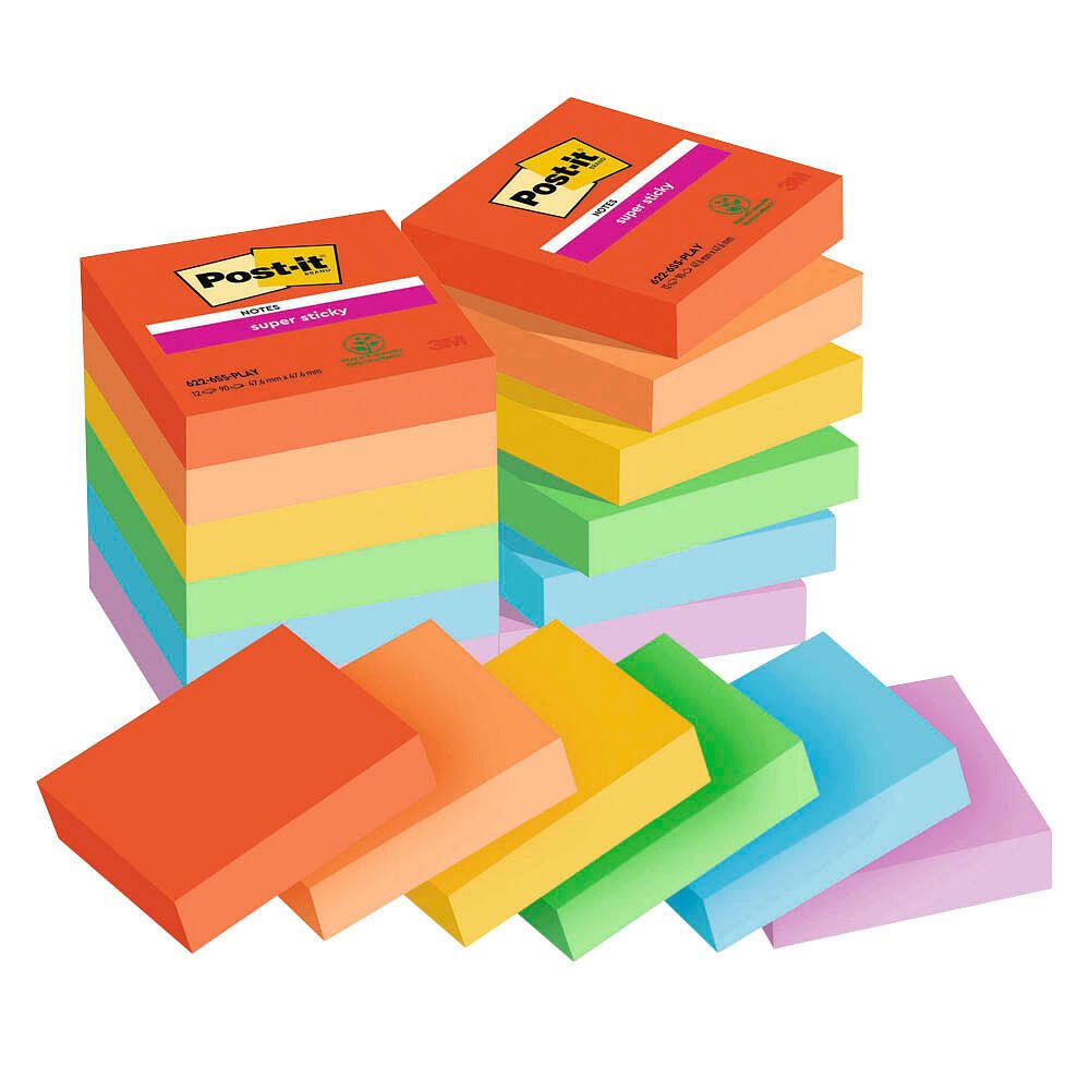 Post-it Playful Haftnotizen extrastark farbsortiert - 12 Blöcke