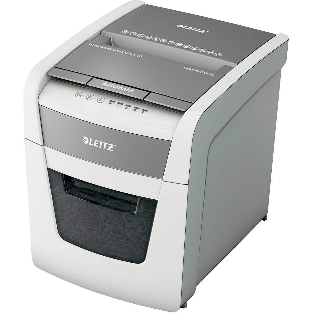 LEITZ IQ Autofeed Small Office 50 Aktenvernichter P-4 50 Blatt weiß