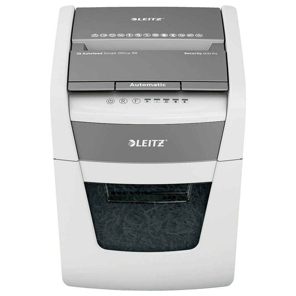 LEITZ IQ Autofeed Small Office 50 Aktenvernichter P-4 50 Blatt weiß