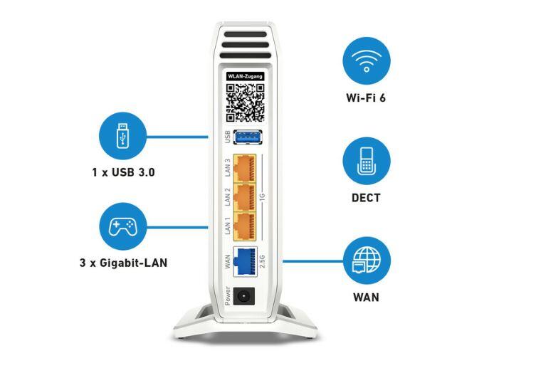AVM FRITZ Box 4060 Wireless Router 3-Port-Switch GigE, 2.5 GigE Wi-Fi 6 Dual-Band VoIP-Telefonadapter (DECT)