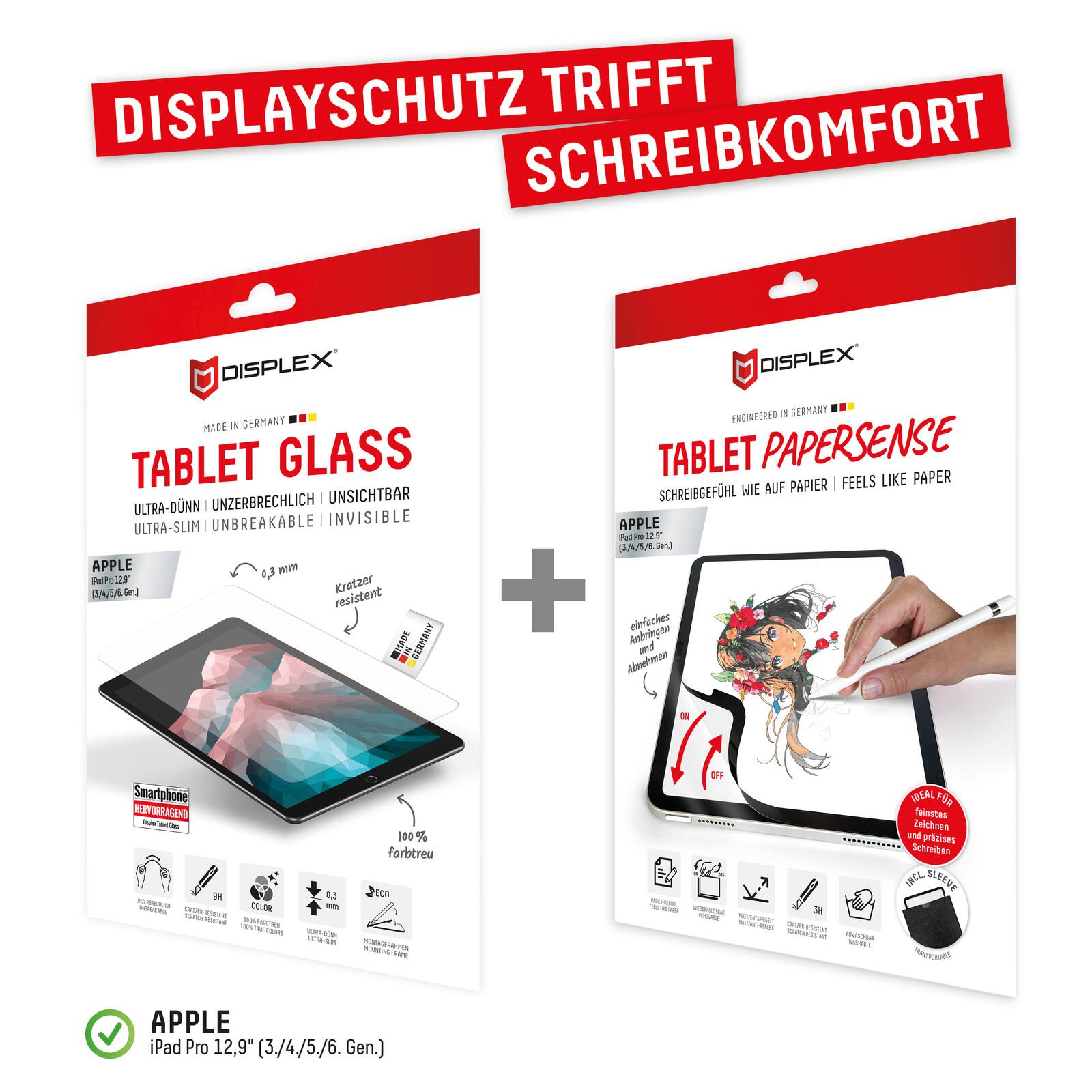 DISPLEX Tablet Panzerglas & Tablet Papersense für Apple iPad Pro 12,9" (3.–6. Gen.) video preview