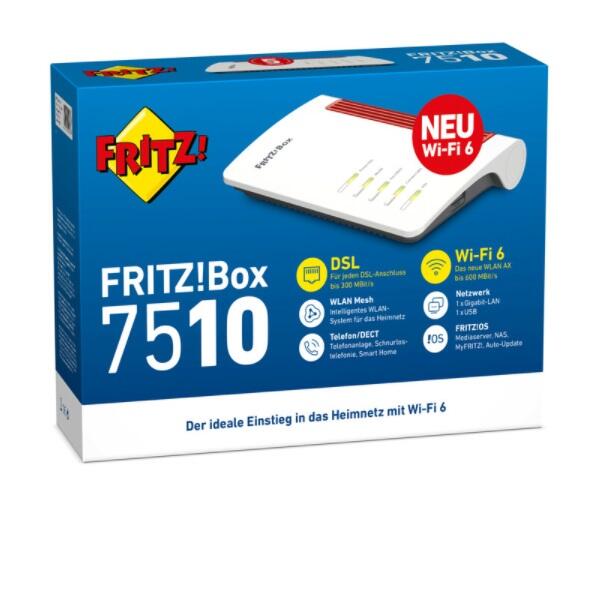 AVM FRITZBox 7510 Wireless Router DSL-Modem GigE 802.11g/n/ax