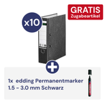 10x LEITZ 1080 Ordner Karton 8,0 cm DIN A4 + 1x edding Permanentmarker 1.5 - 3.0 mm Schwarz gratis