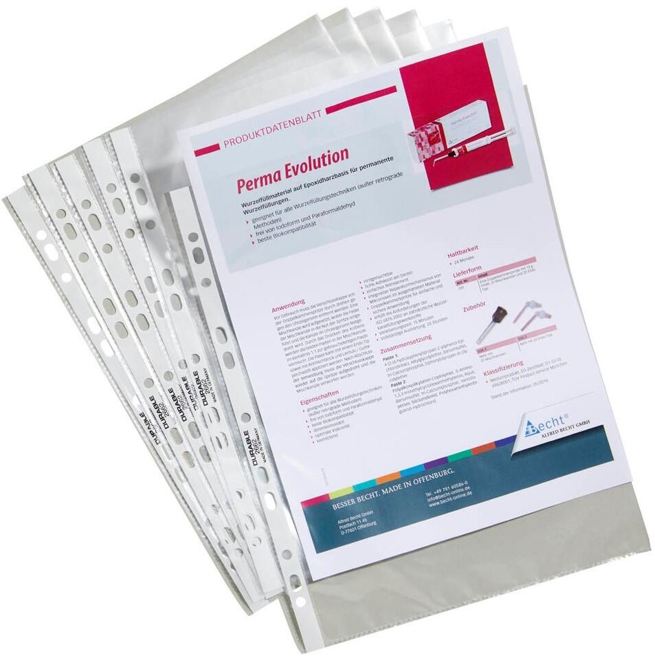 DURABLE durchsichtige A4 Prospekthüllen - Glasklar - 100 Stück
