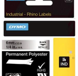 DYMO® Original IND-Schriftband für Rhino™ Permanent Polyester 6mm x 5,5m - schwarz auf metallic