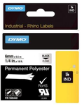 DYMO® Original IND-Schriftband für Rhino™ Permanent Polyester 6mm x 5,5m - schwarz auf transparent