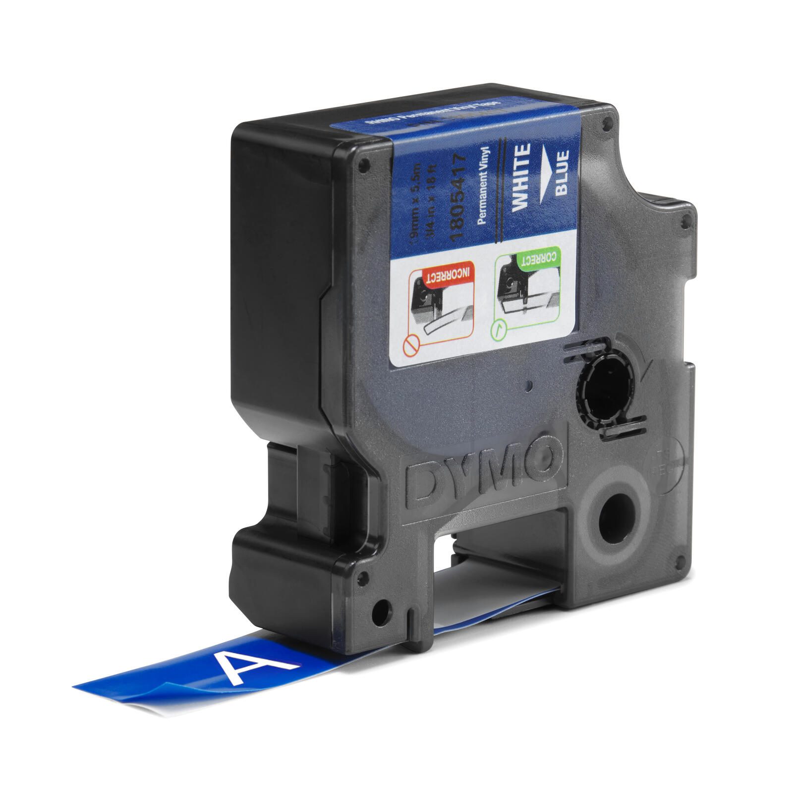 DYMO® Original IND-Schriftband für Rhino, farbiges Vinyl - weiss auf blau