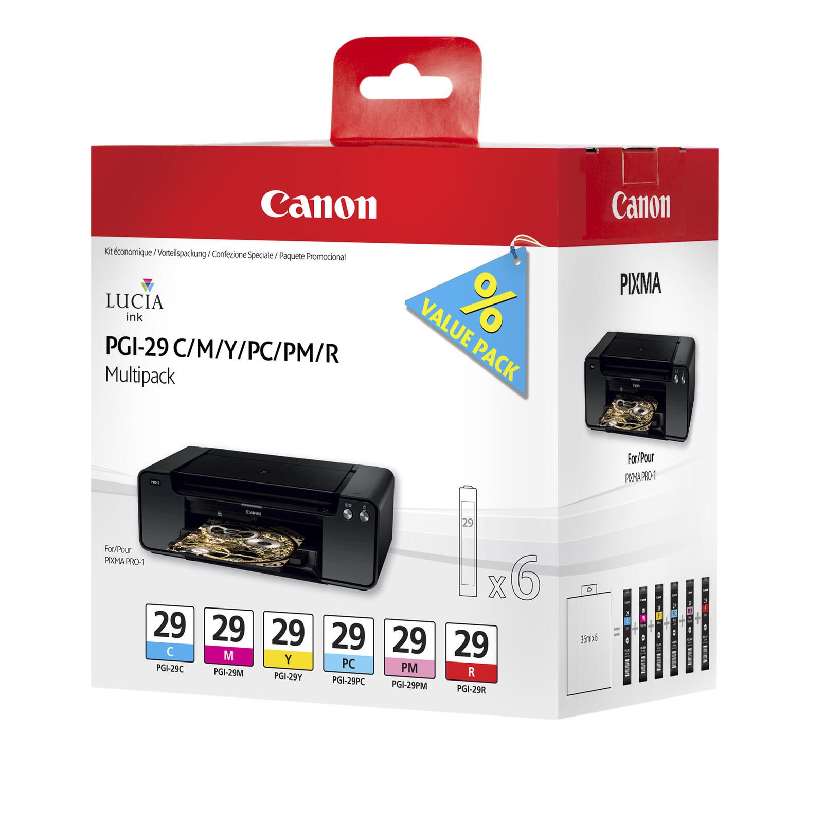 Canon Original PGI-29 Druckerpatronen 6er-Multipack - C/M/PC/PM/Y/R