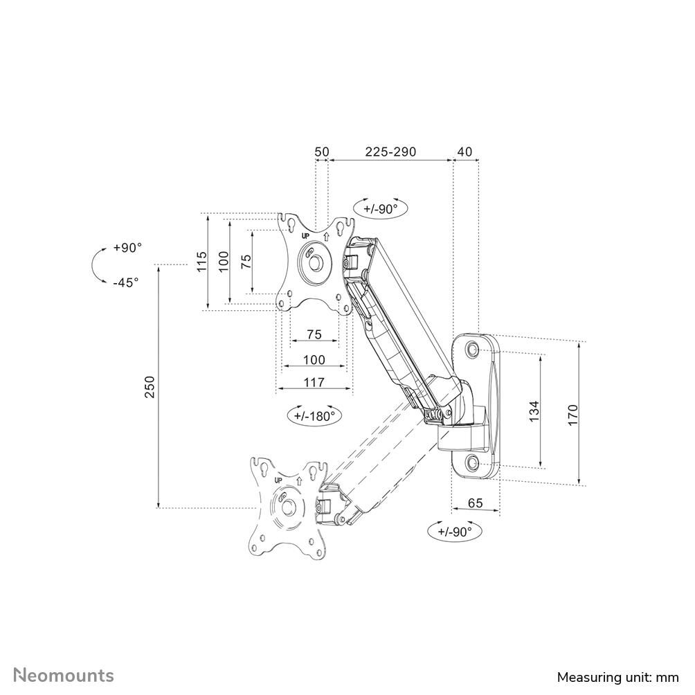Neomounts WL70-440BL11 voll bewegliche Wandhalterung für 17-32" Bildschirme - Schwarz