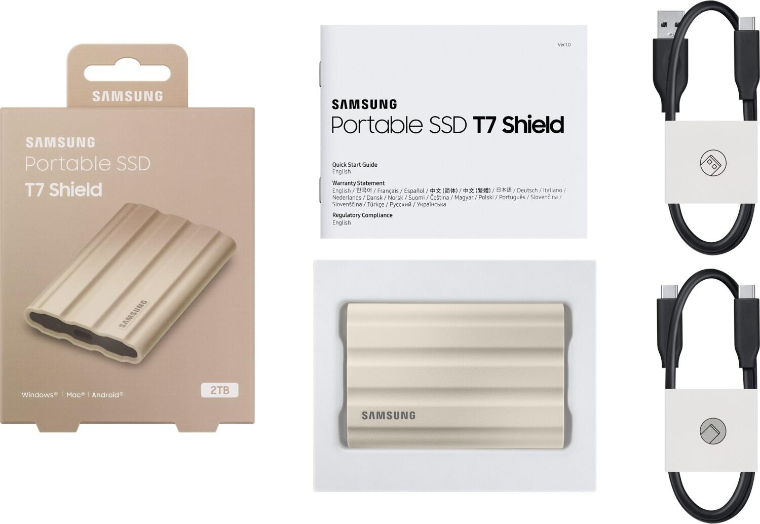 Samsung T7 Shield 2TB - Beige für PC/Mac