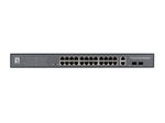 LevelOne Switch Web Smart 28 Gigabit Ethernet-Ports mit 24 PoE-Ports 375W, 2 Uplink Gigabit SFP, 2 Uplink Gigabit Ports