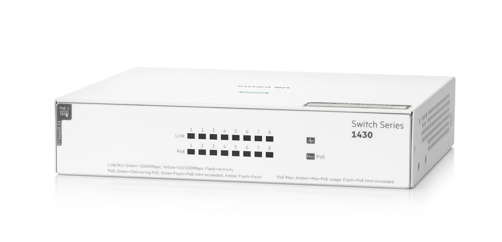 HPE Networking Instant On 1430 8G Class4 PoE 64W lüfterlos unmanaged Gigabit Switch EU (R8R46A)