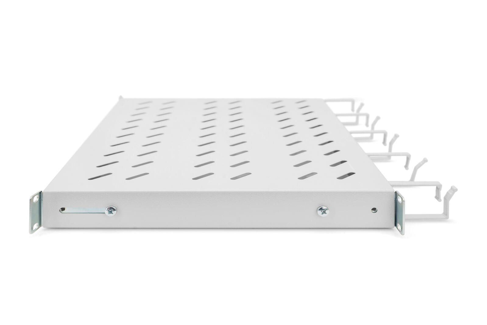 Digitus Fachboden 19"-Schränke festeinbau für 600mm Tiefe bis 120kg 1HE inkl. Kabelmanagement RAL7035 grau (DN-97680)