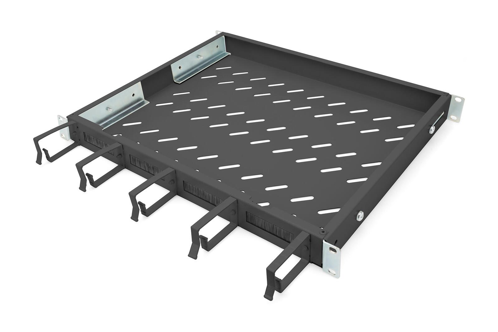 Digitus Fachboden 19"-Schränke festeinbau für 600mm Tiefe bis 120kg 1HE inkl. Kabelmanagement RAL9005 schwarz (DN-97681)