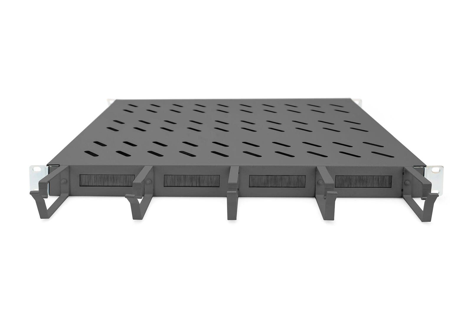 Digitus Fachboden 19"-Schränke festeinbau für 600mm Tiefe bis 120kg 1HE inkl. Kabelmanagement RAL9005 schwarz (DN-97681)