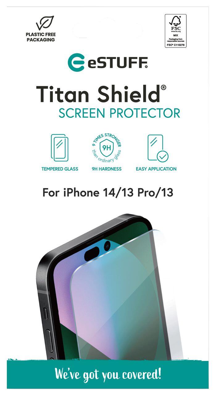 eSTUFF Titan Shield Screen Protector für das Apple iPhone 16e/14/13 Pro/13 - Clear