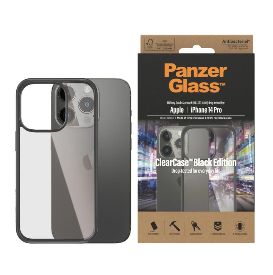 PanzerGlass™ Clear Case Black Edition für das Apple iPhone 14 Pro