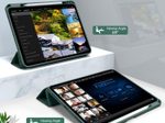 eSTUFF Miami Pencil Case für das iPad Pro 12.9" 2022/2021 - Dark Green PU leather/Clear (Bulk)